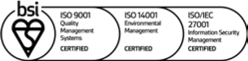 BSI Certified - ISO 9001 - ISO 14001 - ISO/IEC 27001